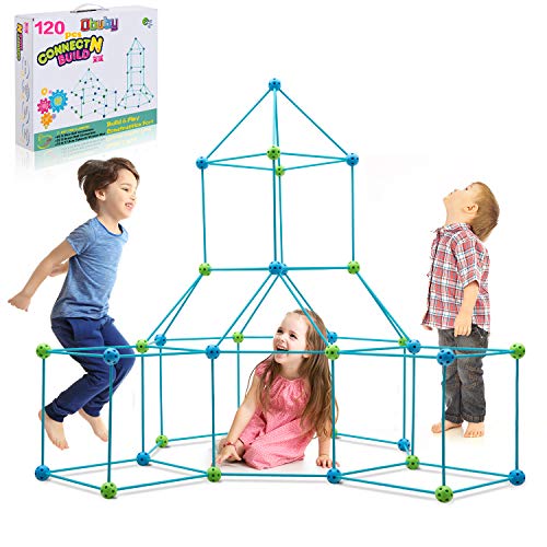 Obuby Kids Construction Fort Building Kit 120 Pieces Ultimate Forts Builder Gift Build Making Kits Toys for Boys and Girls to DIY Building Castles Tunnels Play Tent Rocket Tower Indoor & Outdoor