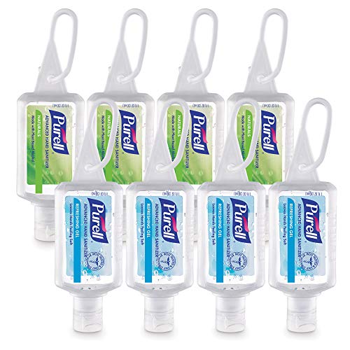 PURELL Advanced Hand Sanitizer Variety Pack, Naturals and Refreshing Gel, 1 Fl Oz Travel Size Flip-Cap Bottle with Jelly Wrap Carrier (Pack of 8) - 3900-09-ECSC