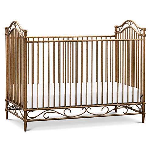 Million Dollar Baby Classic Camellia 3-in-1 Convertible Metal Crib in Vintage Gold, Greenguard Gold Certified