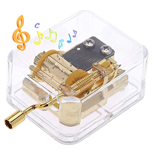 Pursuestar Acrylic Crystal Hand Crank Gurdy Gold Movement Mechanism Music Box Wedding Valentine Christmas Birthday Gift - Swan Lake