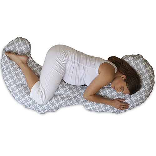 Boppy Slipcovered Total Body Pregnancy Pillow, Gray/White