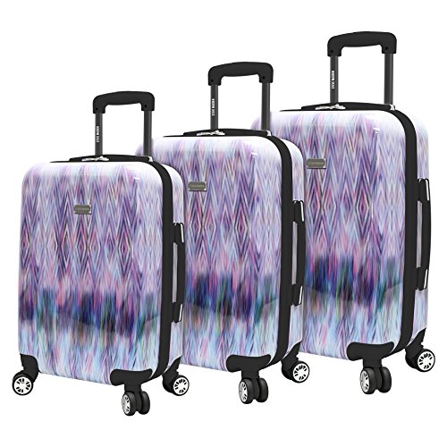 Steve Madden Luggage Collection - 3 Piece Hardside Lightweight Spinner Suitcase Set - Travel Set includes 20 Inch Carry On, 24 inch and 28 Inch Checked Suitcases (Diamond)
