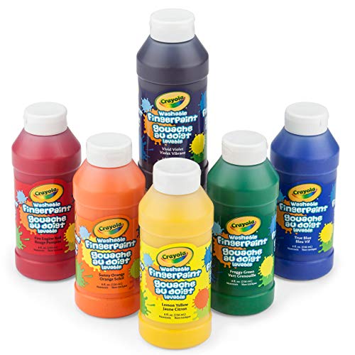 Crayola Washable Finger Paints, Stocking Stuffers for Toddlers & Kids, 6 Count