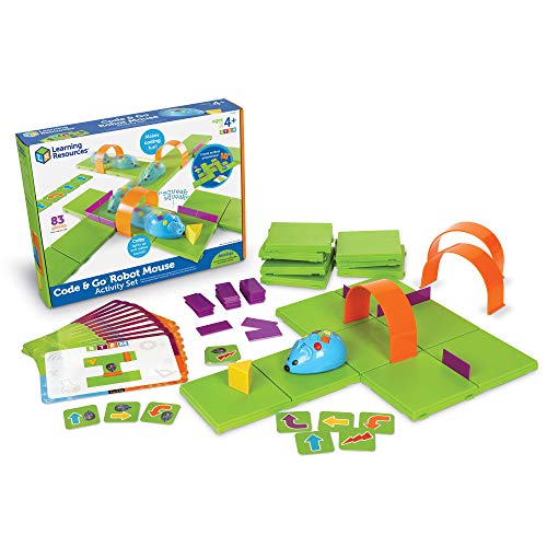 Learning Resources Code & Go Robot Mouse Activity Set, STEM, Kids Coding Toy, Programs up to 40 Steps, 83 Pieces, Ages 4+