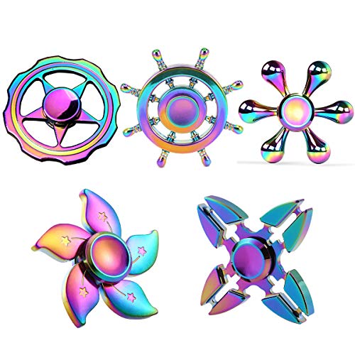 Fidgets Sensory Toys Set Rainbow Fidget Finger Hand Spinners Metal Small Gadget Desk Spinning Toys Top Focus Spiral Twister Fingertip Gyro Stress Relief ADD ADHD EDC Anti Anxiety Party Favors Gift
