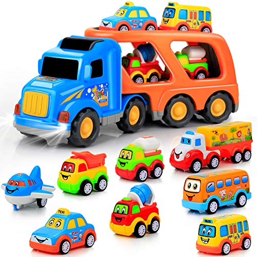 10 Pack Pull Back Toy Cars Trucks Toddler Toys 3 4 5 Year Old Boy Girl Gifts for 3+ hahaland Car Kids Toys for 3 4 5 Year Old Boys Girls 