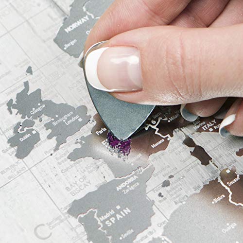 Transparent Detailed Scratch Off World Map (23" x 37") Rewritable Places I've Been Travel Map - Made from Flexible Plastic