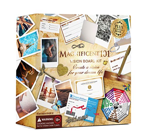MAGNIFICENT 101 Vision Board Kit - Create a Board of Your Ambitions with +60 Vision Board Supplies. Use The Power of Intention and Visualization to Achieve Your Dreams