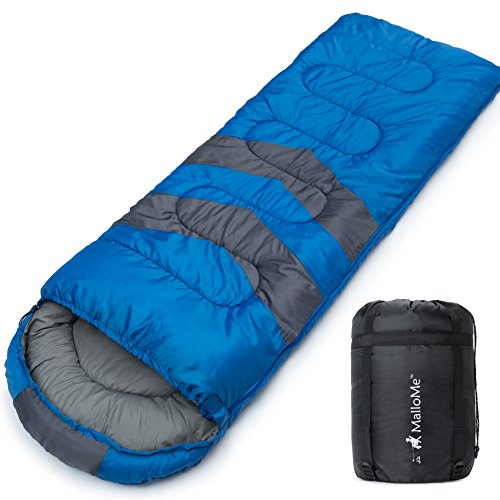 MalloMe Sleeping Bags for Adults Kids & Toddler - Camping Accessories Backpacking Gear for Cold Weather & Warm - Lightweight Equipment with Ultralight Compact Bag - Girls Boys Single & Double Person