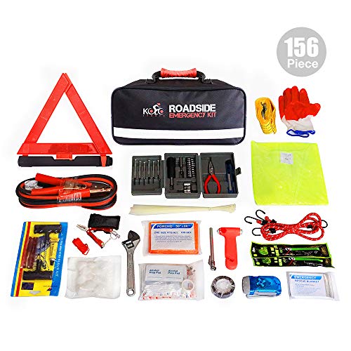 Kolo Sports Roadside Emergency Kit 156-Piece Multipurpose Emergency Pack - Great for Automotive Roadside Assistance & First Aid Set - The Ultimate All-in-One Solution