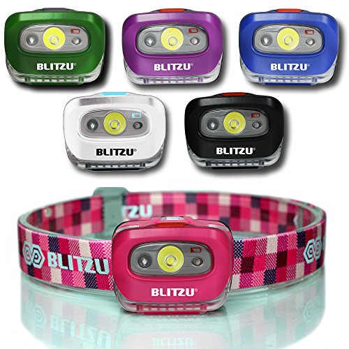 BLITZU LED Headlamp Flashlight for Adults and Kids - Waterproof Super Bright Cree Head Lamp with Red Light, Comfortable Headband Perfect for Running, Camping, Hiking, Fishing, Hunting, Jogging PINK