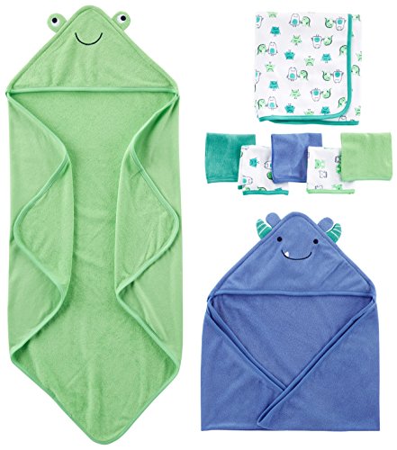 Simple Joys by Carter's Unisex Babies' 8-Piece Towel and Washcloth Set, Blue/Green, One Size