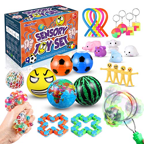 iBaseToy 30 Pack Fidget Toy Set, Sensory Fidget Toy Fidget Box Fidget Kit Stress Relief Toy Anti-Anxiety Tools for Kids and Adults