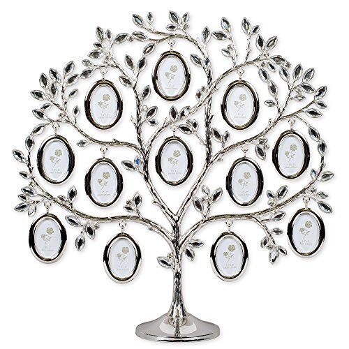 Elegant Family Tree 12 x 12 Inch Metal Table Top Photo Frame Decoration