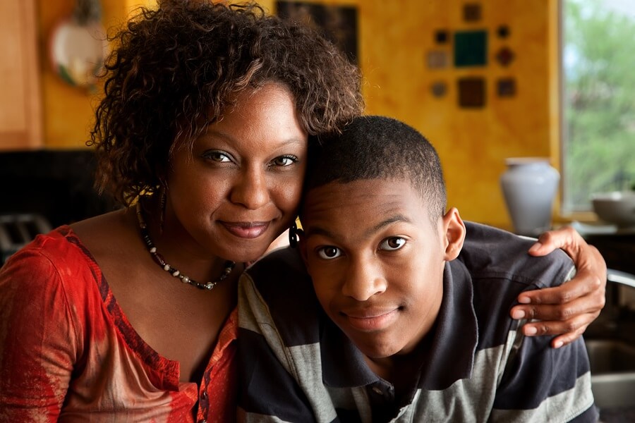 African American Mom and Teen Son