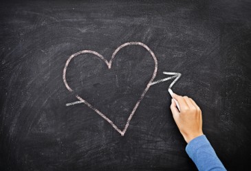 Chalk heart drawn on blackboard