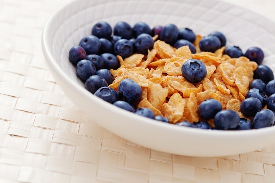 Bowl of Cereal with Blueberries
