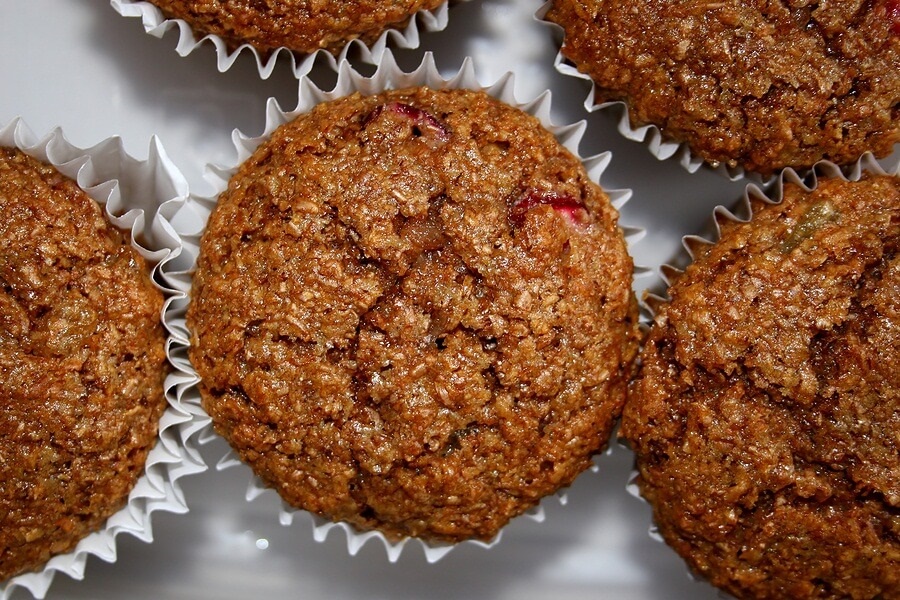 Close up of bran muffins