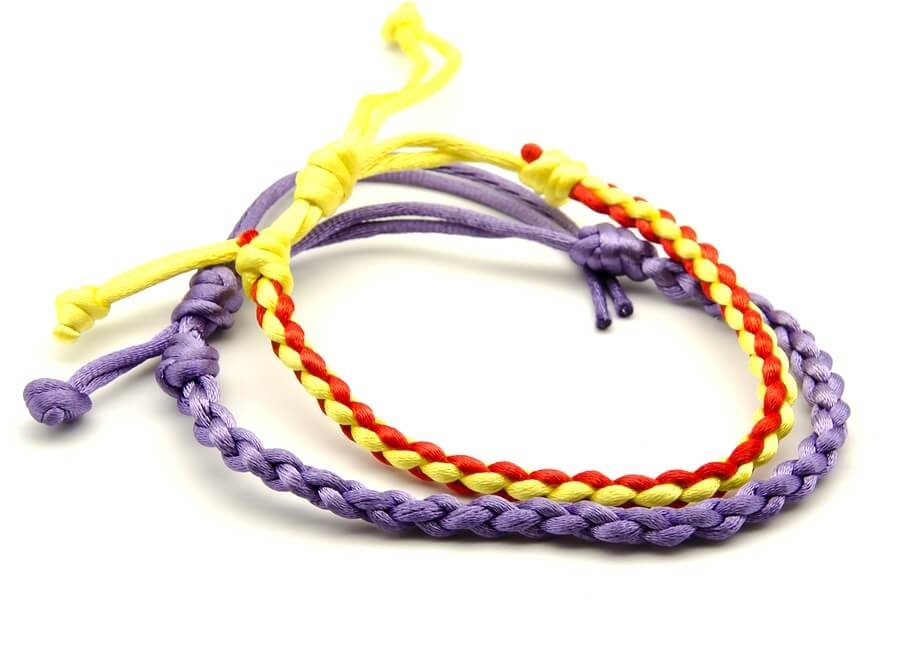 Colorful string friendship bracelets