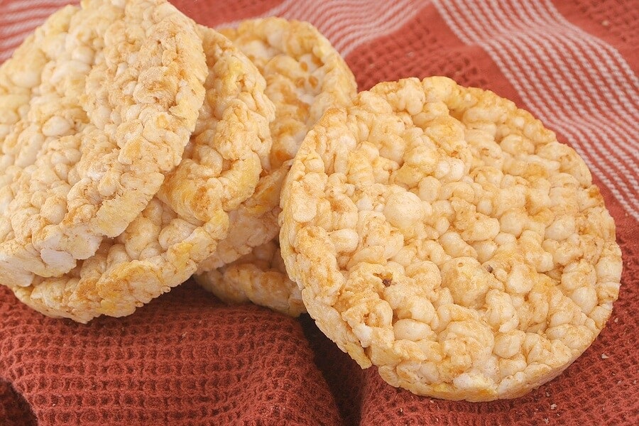 Rice Cakes on checkered background