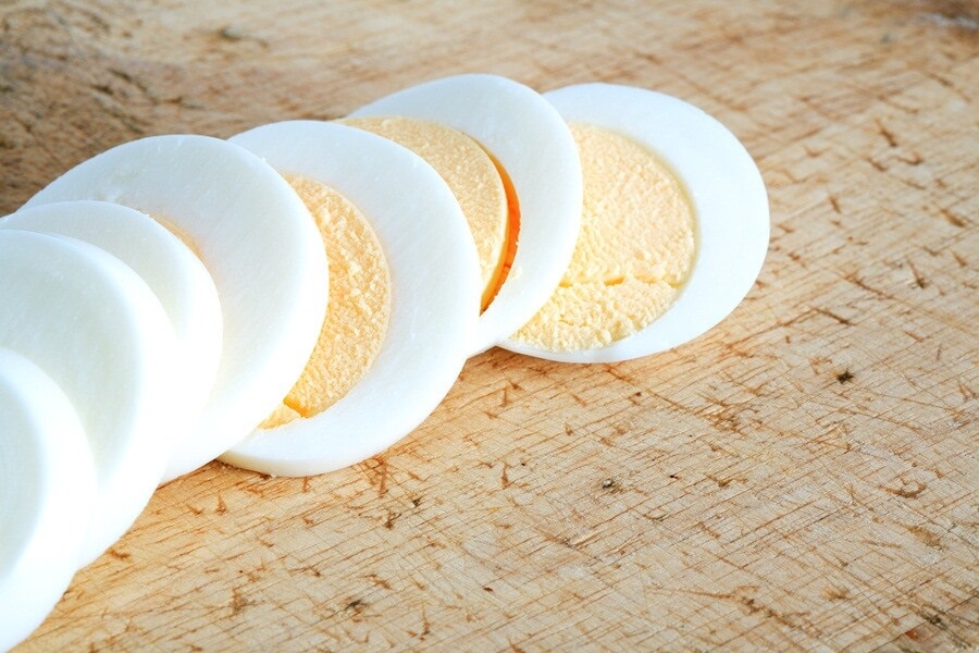 Sliced hard-boiled egg