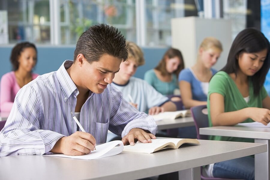 High school students in class