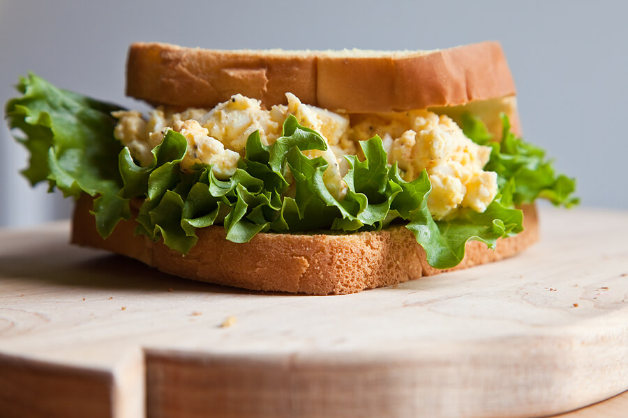 Nut-free lunch ideas, egg salad sandwich on nut-free bread