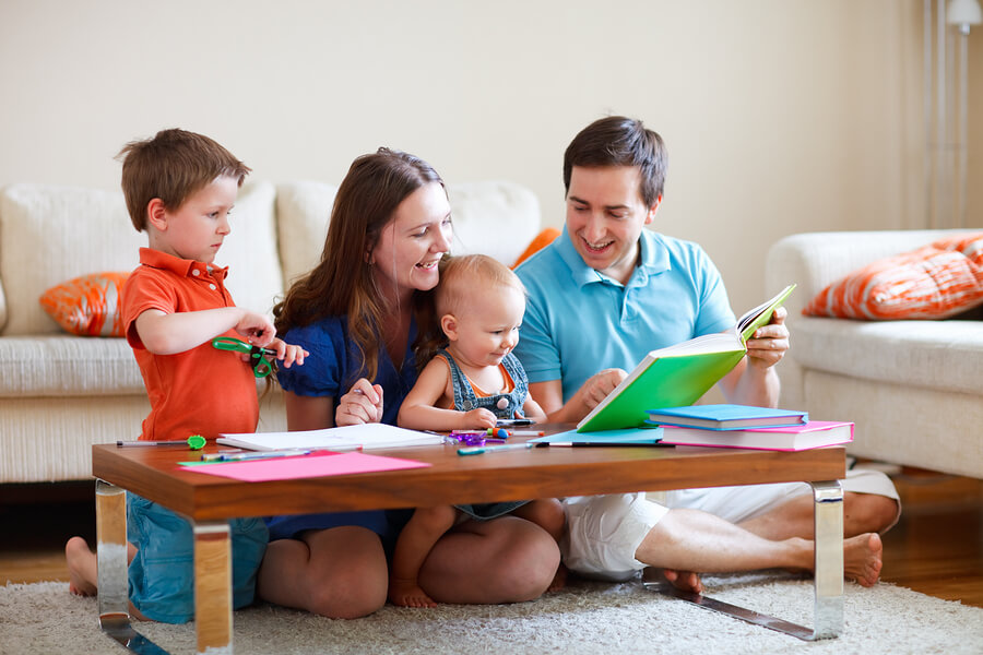 family reading and play time