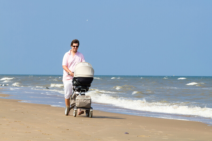 dad and baby beach vacation