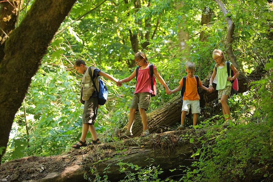 End of School Year, boys and girls at summer camp