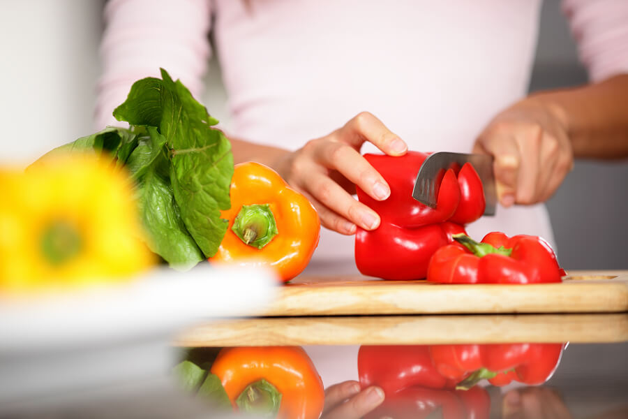 time saver, woman cutting vegetables