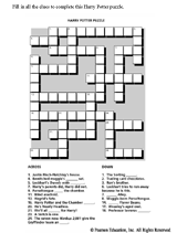 Harry Potter Crossword Puzzle Printable Familyeducation