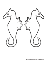 Cut and Color Page Seahorses Printable - FamilyEducation