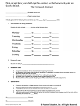 Free printable homework contract