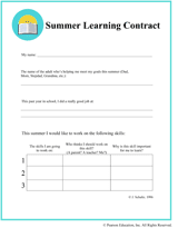 Printable Summer Learning Contract 1 - FamilyEducation