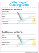 Baby Game | Guess Baby Gender, Weight, Game Cards | Free Printable -