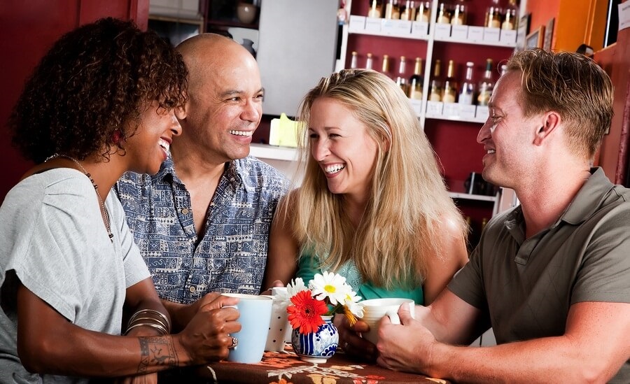 Two couples out for coffee