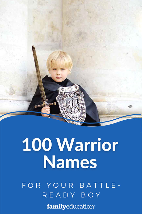 pinterest graphic of warrior boy names