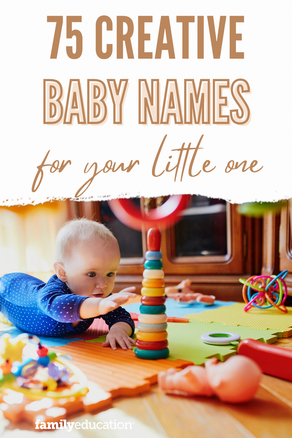 pinterest graphic of 75 creative baby names
