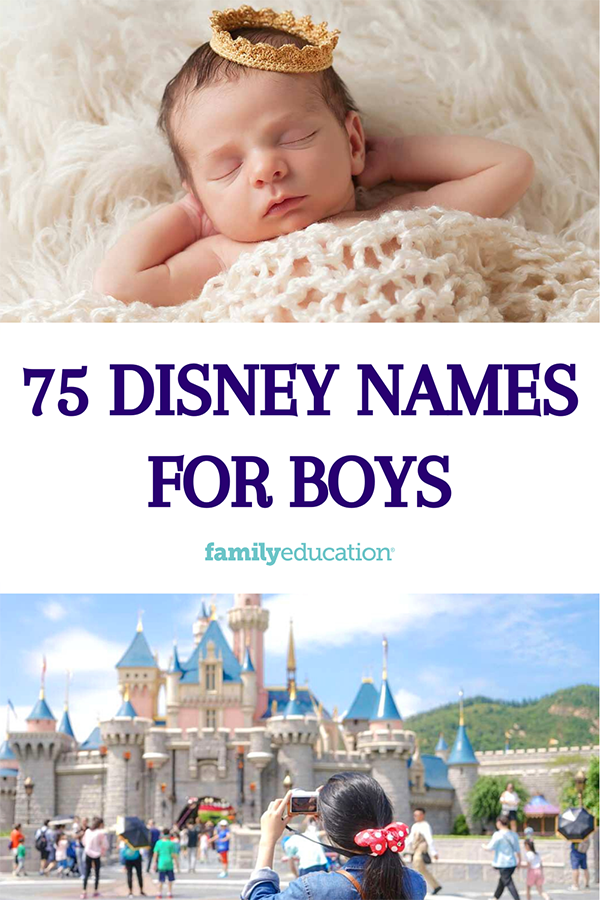 pinterest graphic of Disney boy names