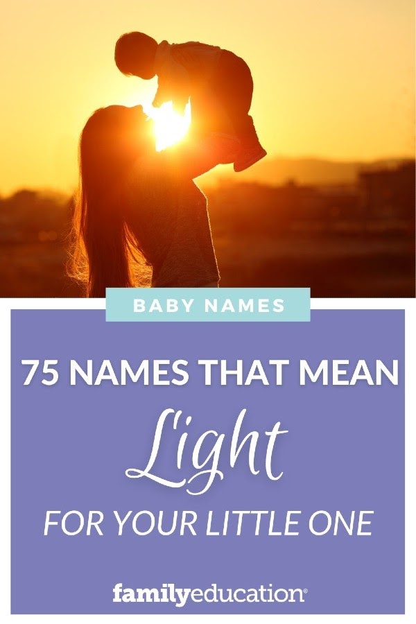 pinterest graphic of names that mean light