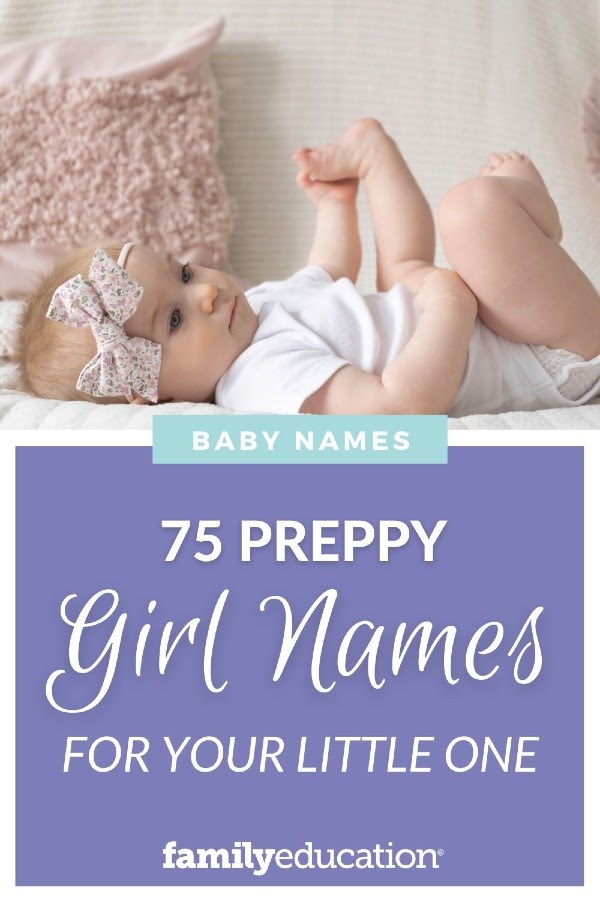 pinterest graphic of 75 preppy girl names