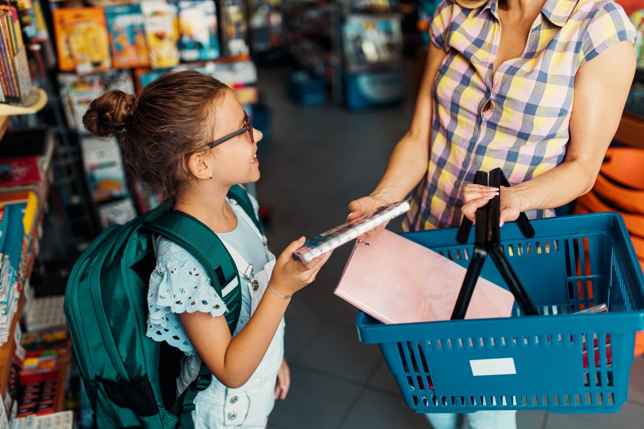 mother and daughter back to school shopping 