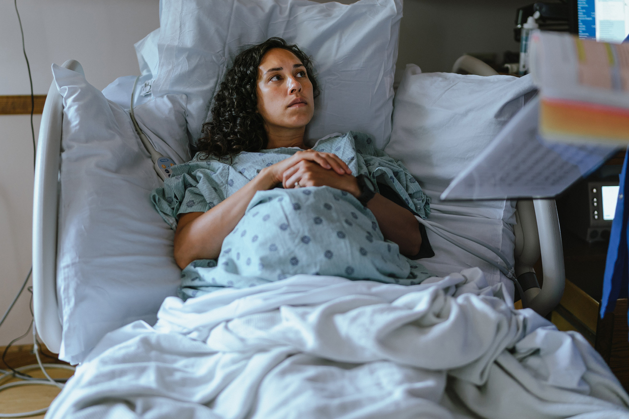 Pregnant woman in labor at the hospital 