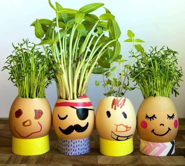 Eggshell Planters Recycled Craft for Earth Day