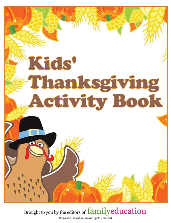 Thanksgiving activity book cover with turkey on it