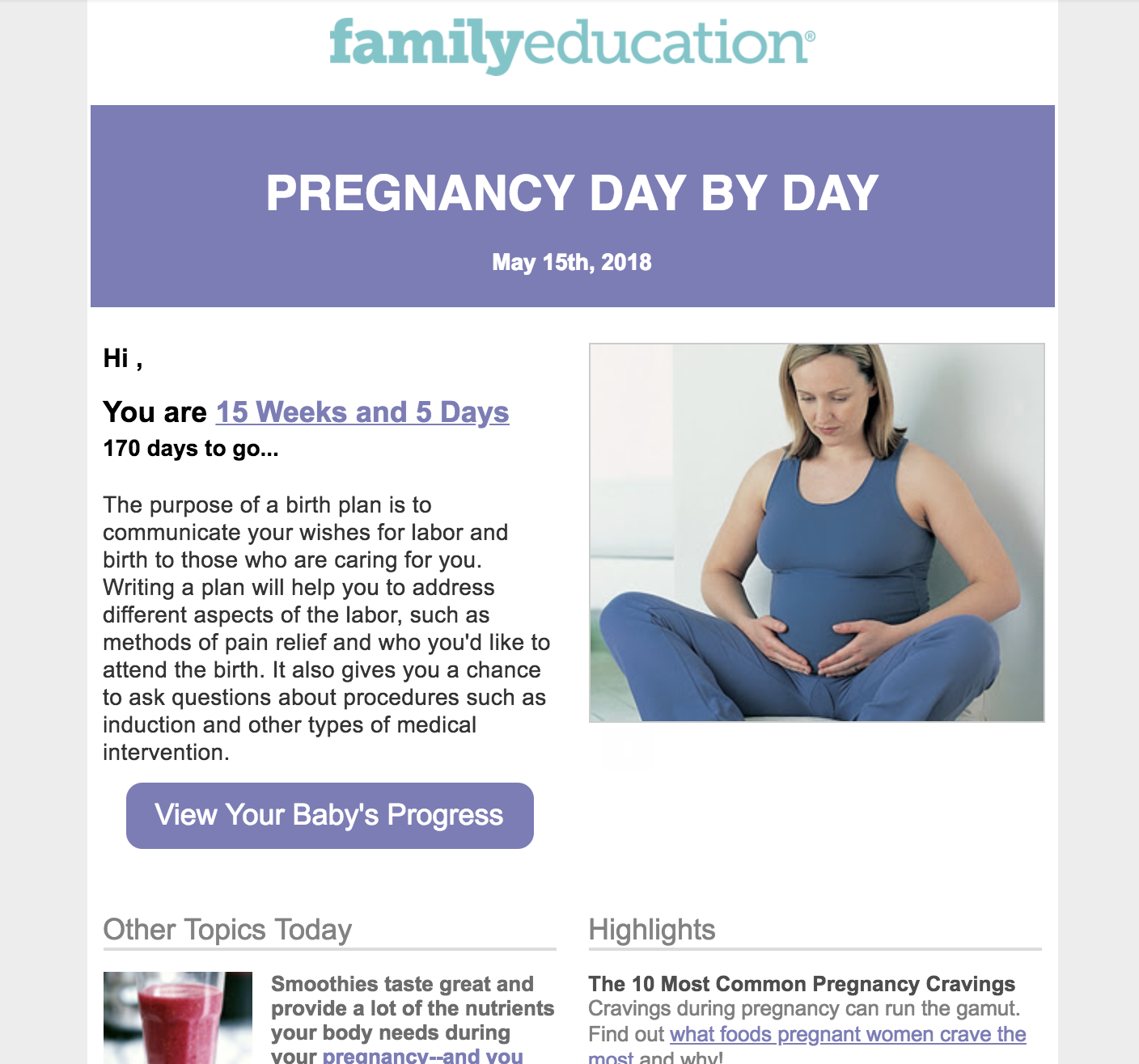 day by day pregnancy newsletter