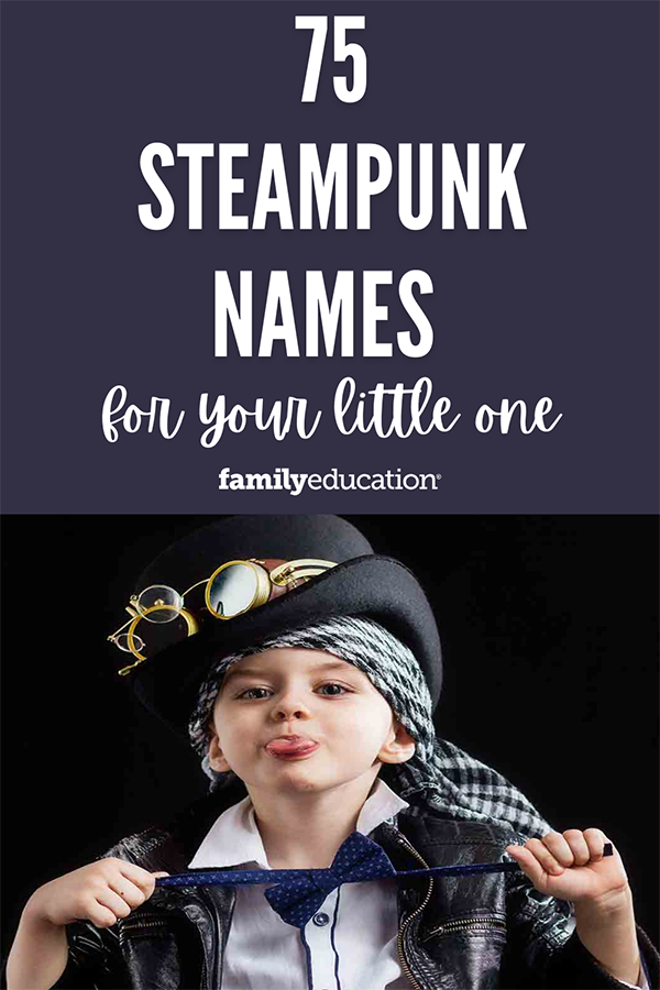 pinterest graphic of steampunk names