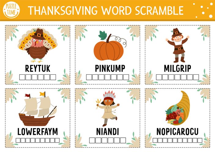 Thanksgiving Word Scramble