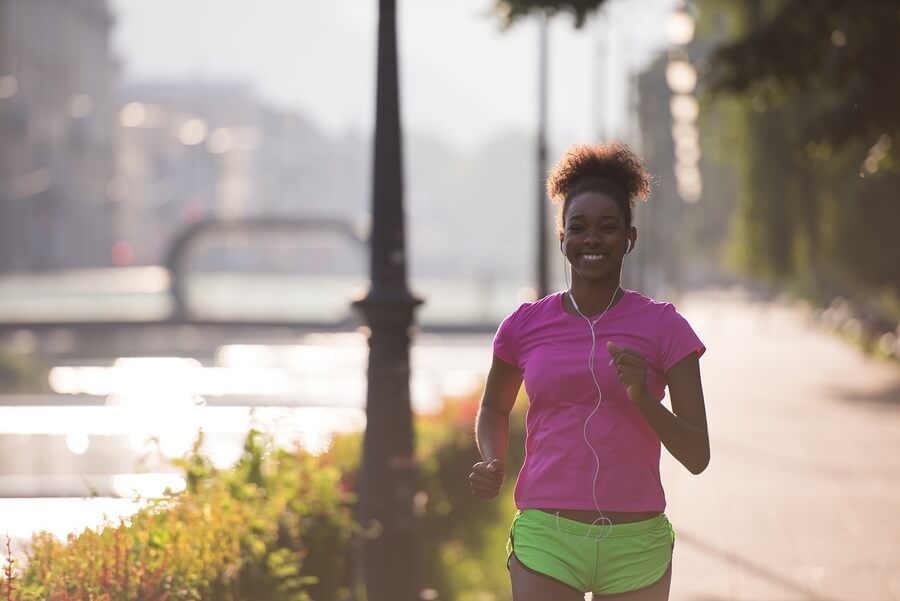 Woman Running on Street
